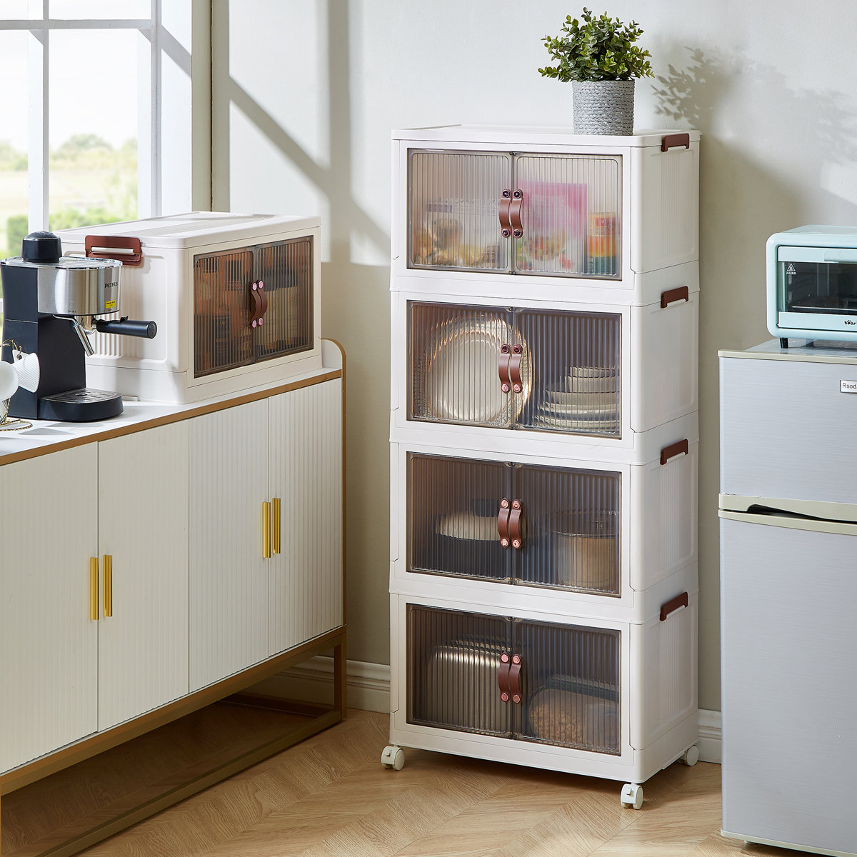 5 Layers Stackable Storage Box with Wheels for Home Living Room Office Wardrobe